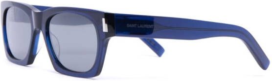 Saint Laurent Eyewear Zonnebril met rechthoekig montuur Blauw
