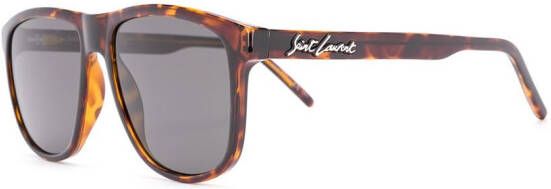 Saint Laurent Eyewear Signature zonnebril met vierkant montuur Bruin