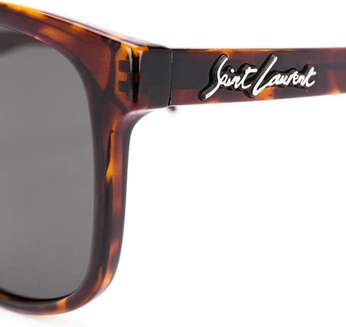 Saint Laurent Eyewear Signature zonnebril met vierkant montuur Bruin