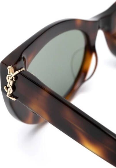 Saint Laurent Eyewear Zonnebril met logoplakkaat Bruin
