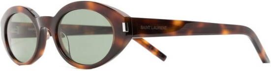Saint Laurent Eyewear Zonnebril met ovaal montuur Bruin