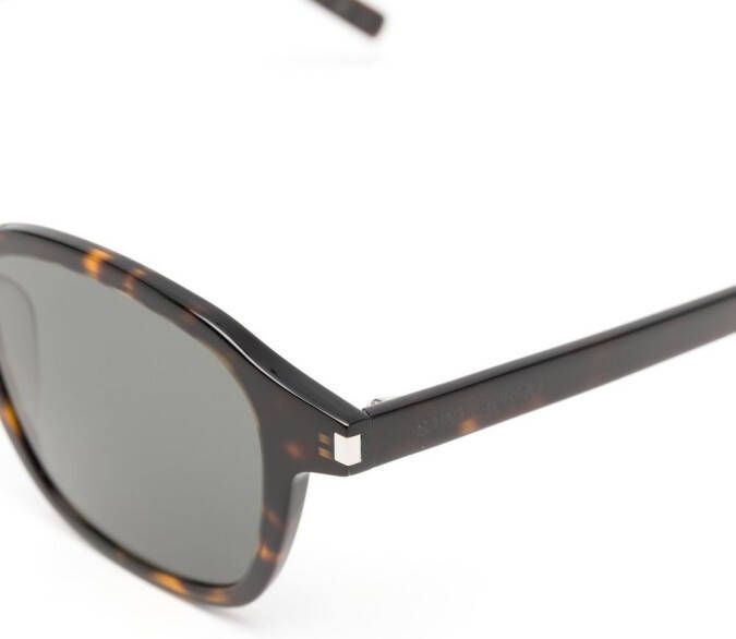 Saint Laurent Eyewear Zonnebril met rond montuur Bruin