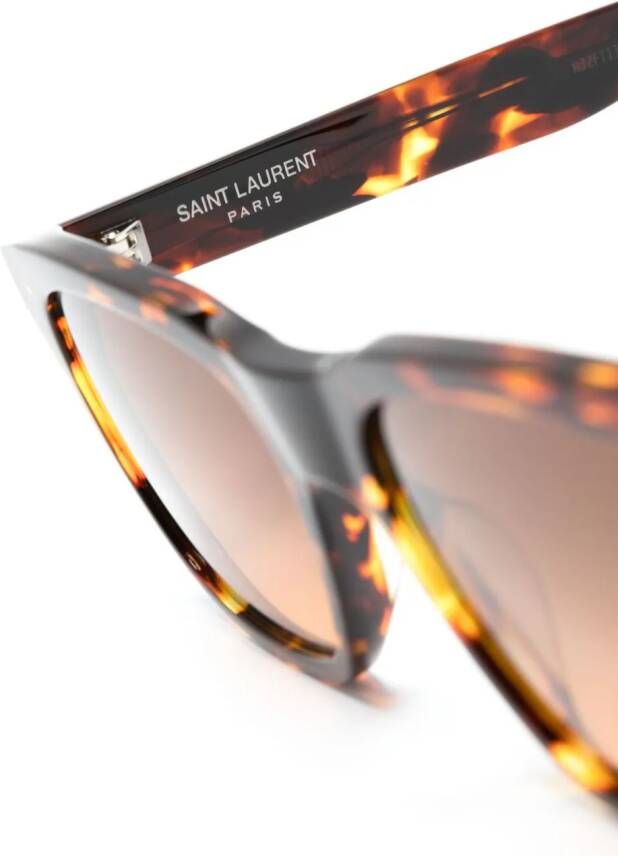 Saint Laurent Eyewear Zonnebril met schildpadschild design Bruin