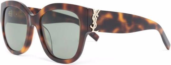 Saint Laurent Eyewear Zonnebril met schildpadschild design Bruin