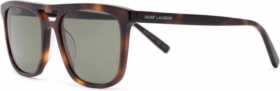 Saint Laurent Eyewear Zonnebril met schildpadschild design Bruin