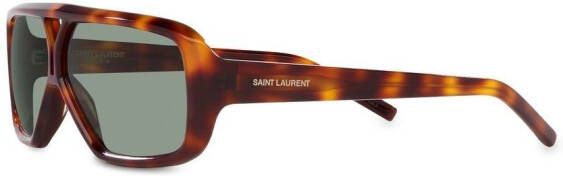 Saint Laurent Eyewear Zonnebril met vierkant montuur Groen