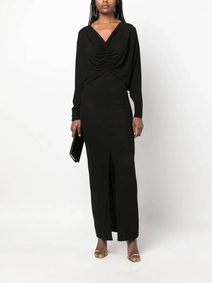 Saint Laurent Gedrapeerde maxi-jurk Zwart