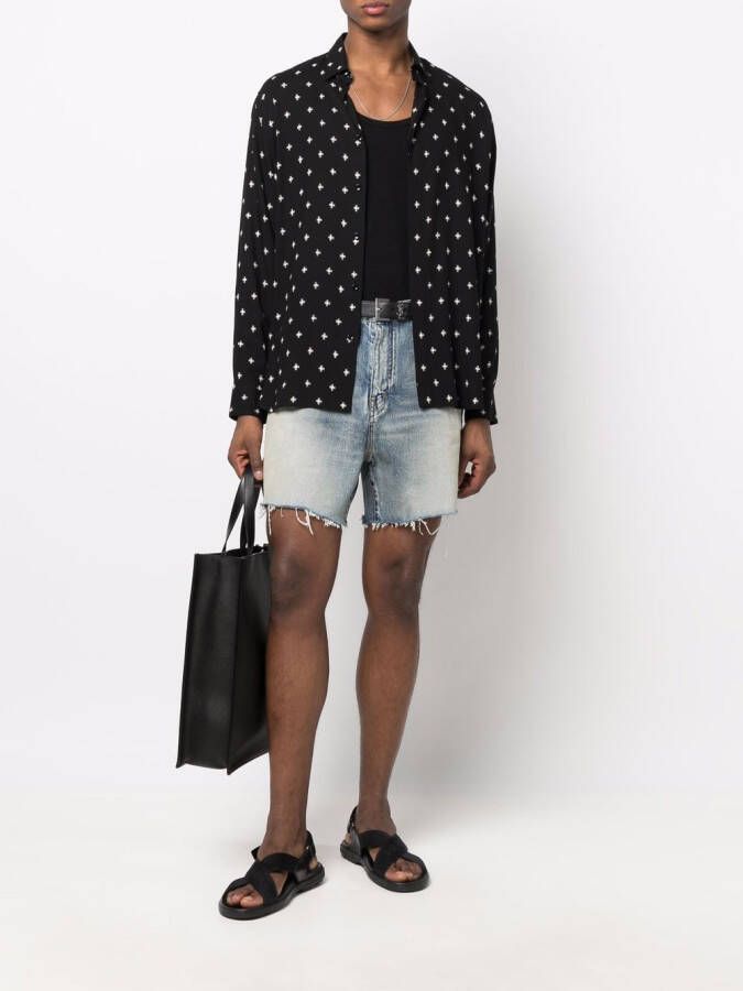 Saint Laurent Gerafelde shorts Blauw