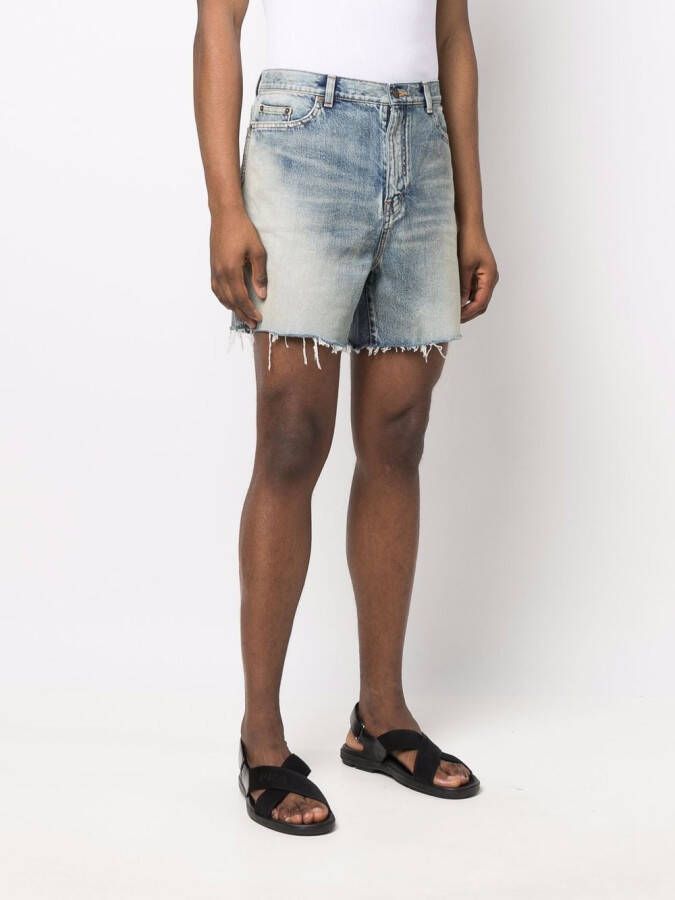 Saint Laurent Gerafelde shorts Blauw