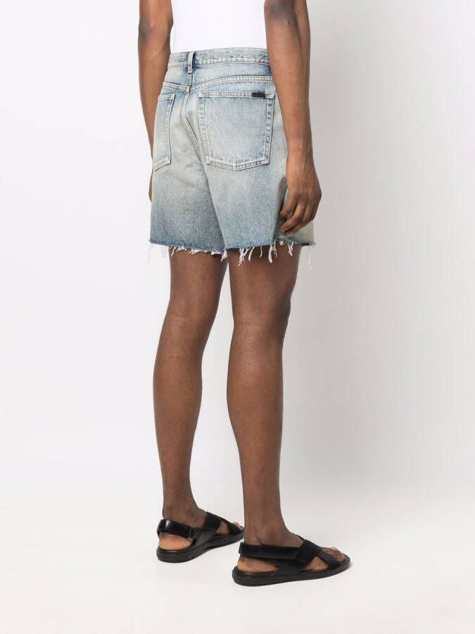 Saint Laurent Gerafelde shorts Blauw