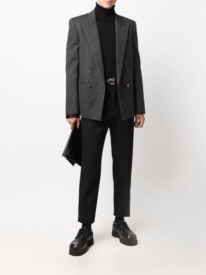 Saint Laurent Gestreepte blazer Grijs