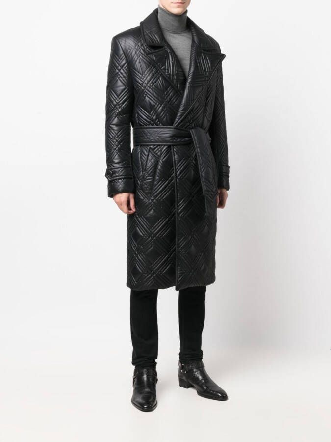Saint Laurent Gewatteerde wikkeljas Zwart