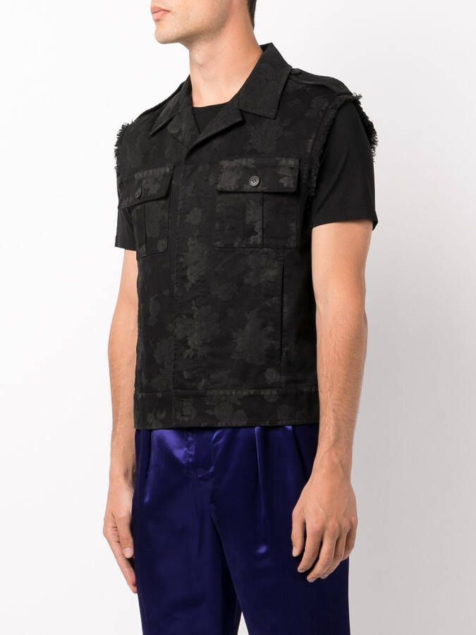 Saint Laurent Gilet met abstracte print Zwart