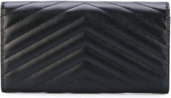 Saint Laurent Grote Cassandre matelassé portemonnee met omslag Zwart