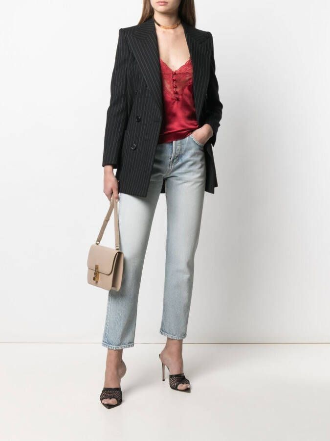 Saint Laurent Hemd met afwerking van kant Rood