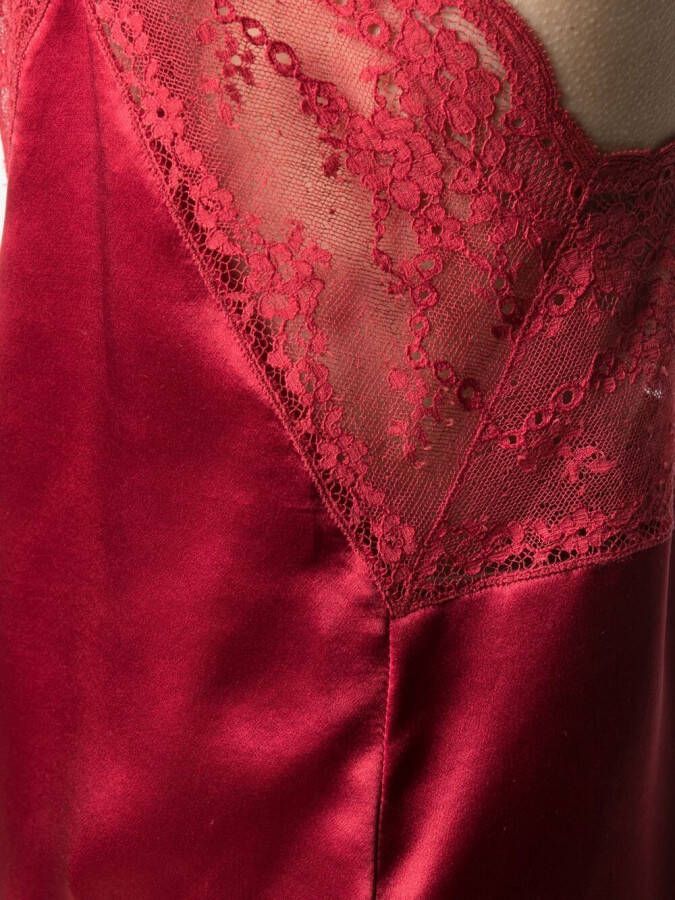 Saint Laurent Hemd met afwerking van kant Rood