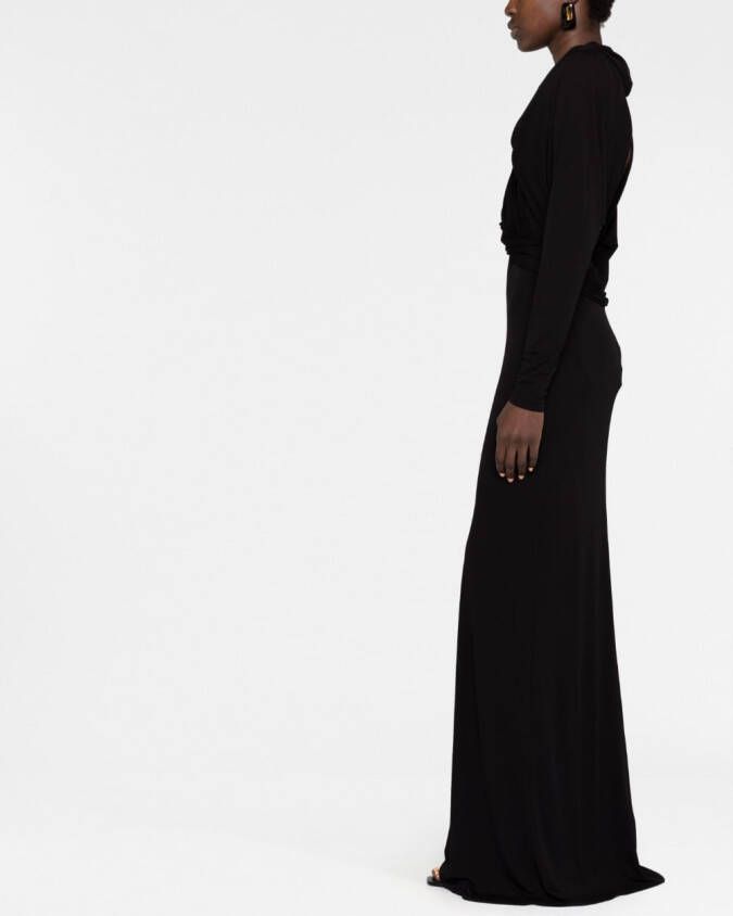 Saint Laurent Maxi-jurk met capuchon Zwart