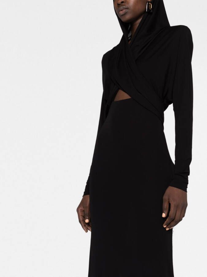 Saint Laurent Maxi-jurk met capuchon Zwart