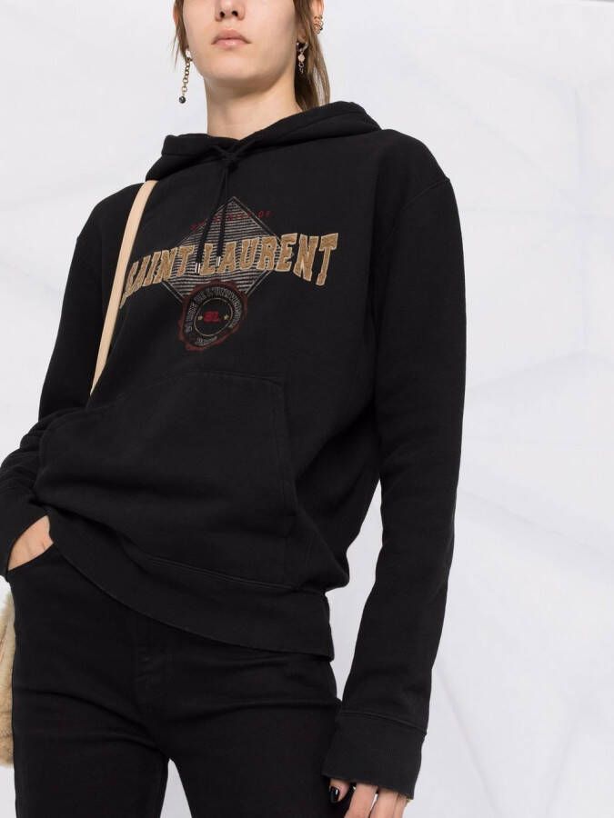 Saint Laurent Hoodie met logo Zwart