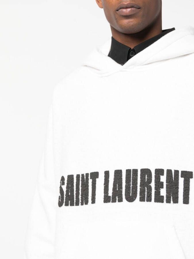 Saint Laurent Hoodie met logoprint Wit