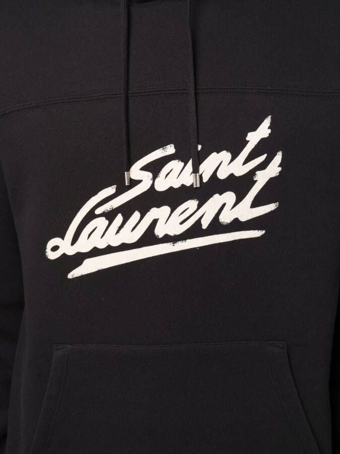 Saint Laurent Hoodie met logoprint Zwart