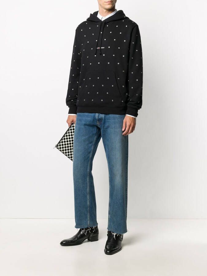 Saint Laurent Hoodie met oogdetail Zwart
