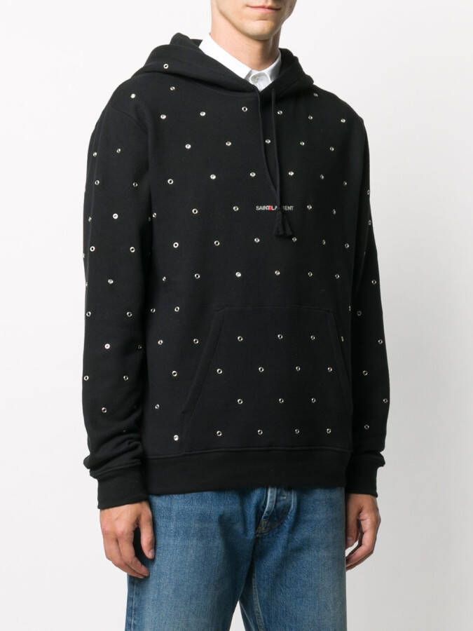 Saint Laurent Hoodie met oogdetail Zwart