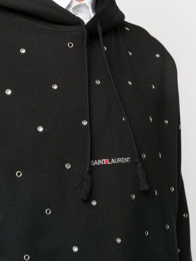 Saint Laurent Hoodie met oogdetail Zwart