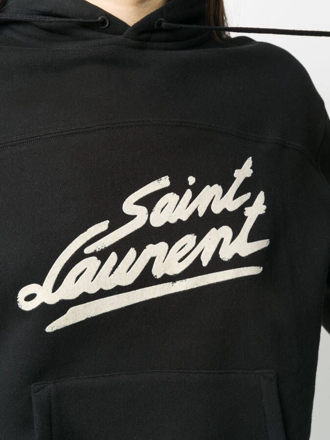 Saint Laurent Hoodie met print Zwart
