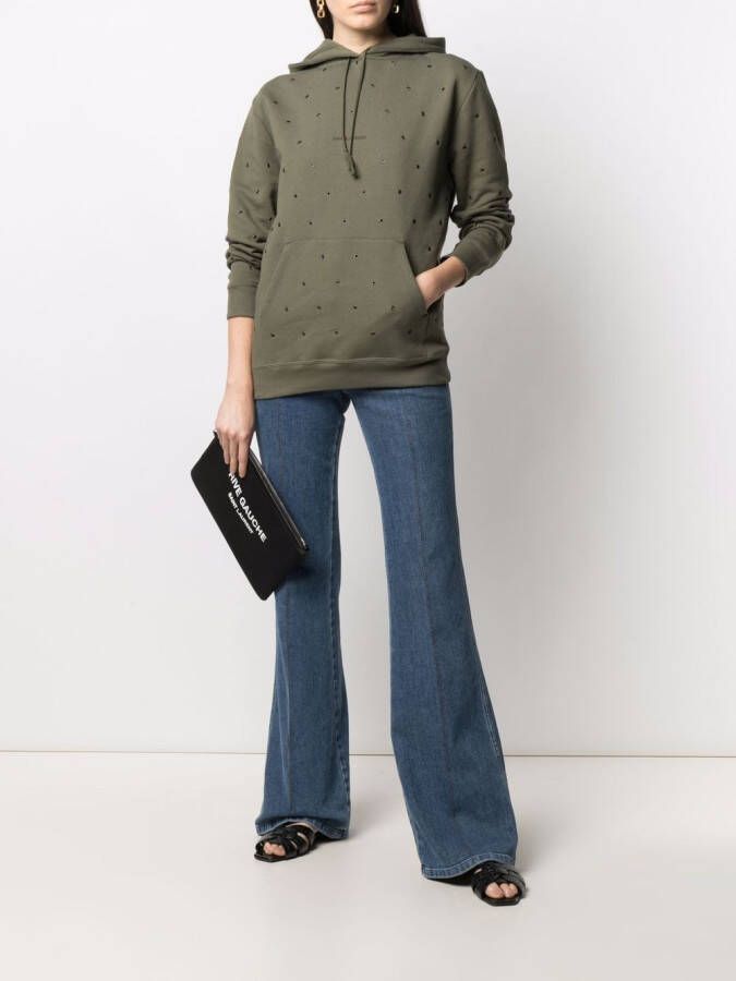 Saint Laurent Hoodie verfraaid met ringlets Groen