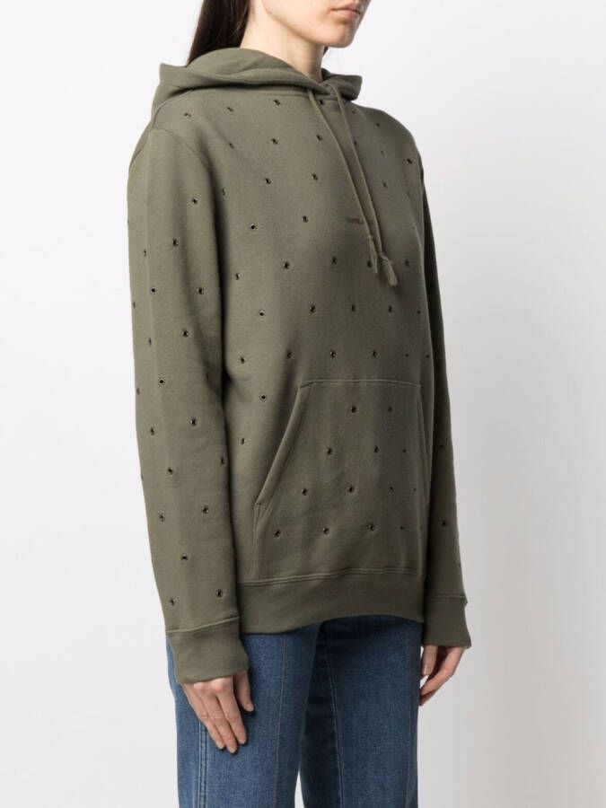 Saint Laurent Hoodie verfraaid met ringlets Groen