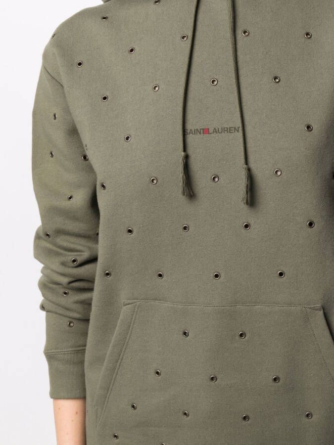 Saint Laurent Hoodie verfraaid met ringlets Groen