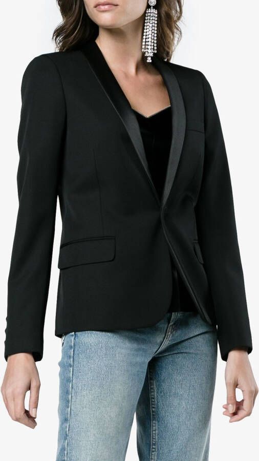 Saint Laurent Iconische Le Smoking Cropped Blazer Zwart