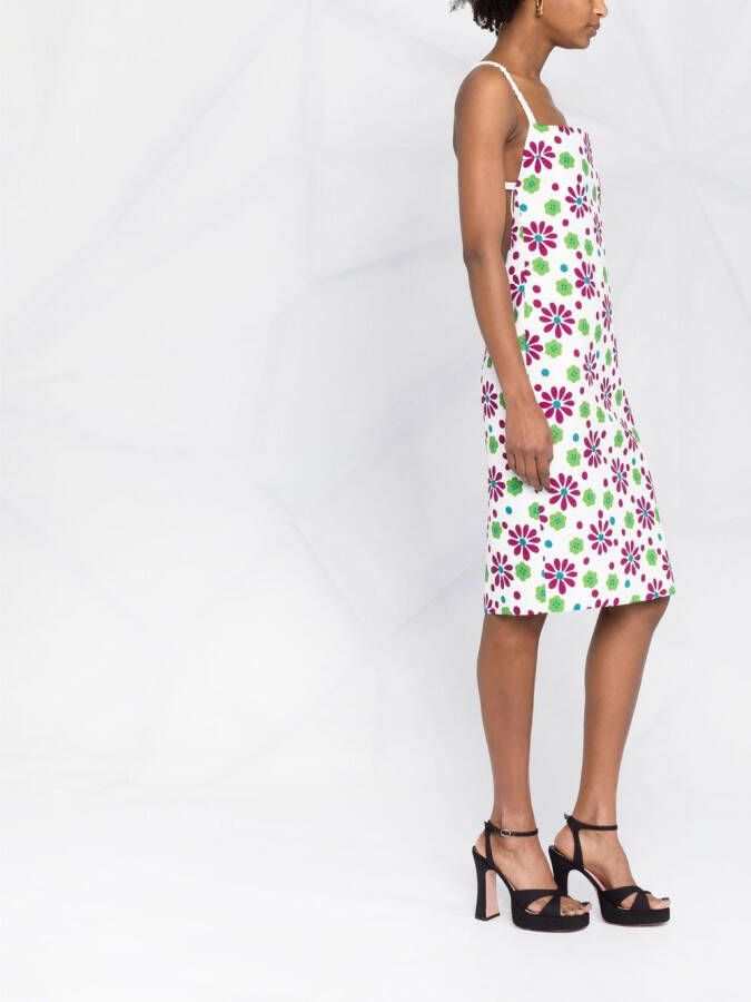 Saint Laurent Jurk met bloemenprint Wit