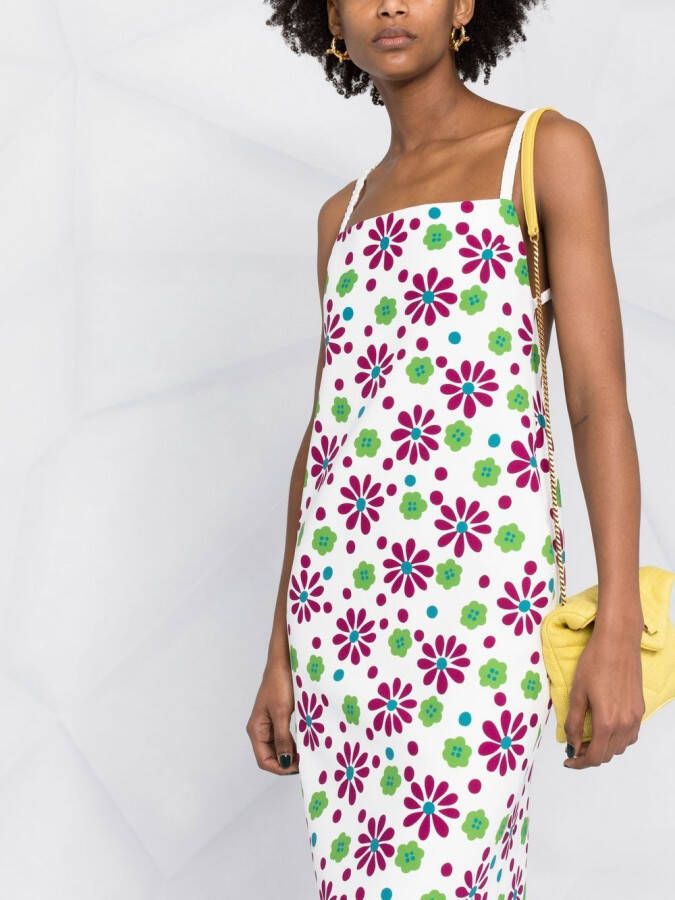 Saint Laurent Jurk met bloemenprint Wit