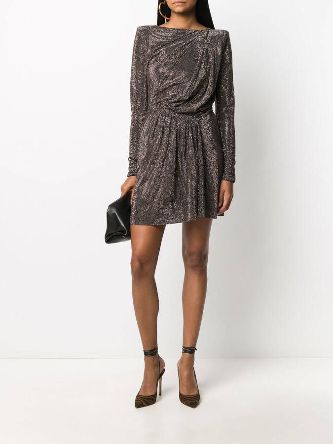 Saint Laurent Jurk met gewatteerde schouders Zwart