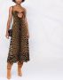 Saint Laurent Midi-jurk met luipaardprint Bruin - Thumbnail 2