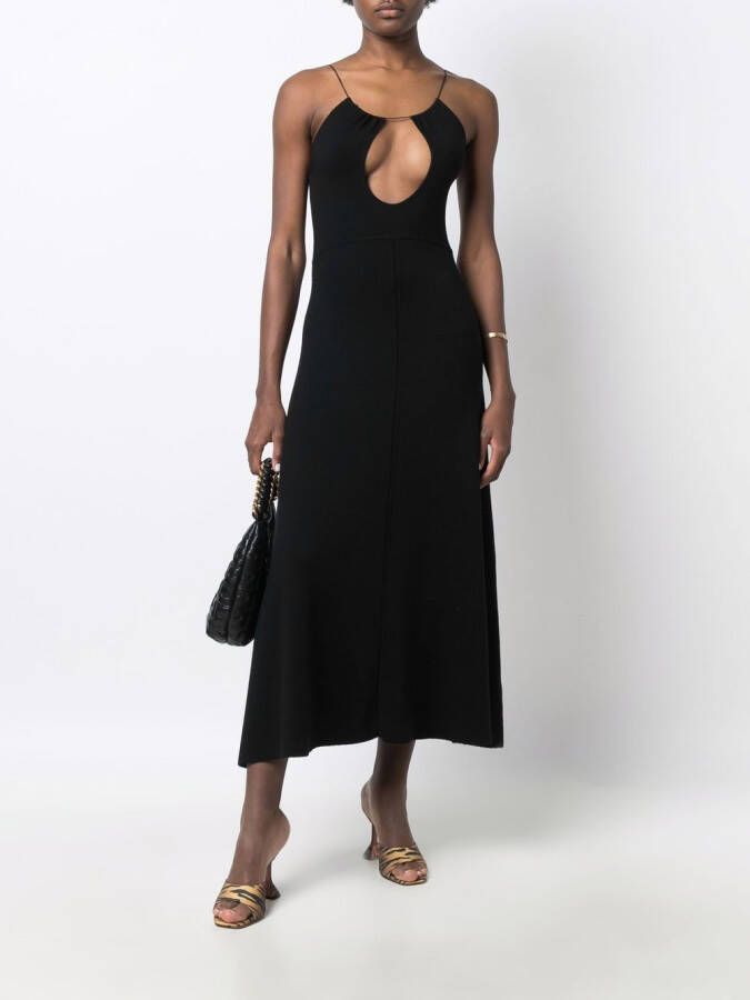 Saint Laurent Uitgesneden midi-jurk Zwart