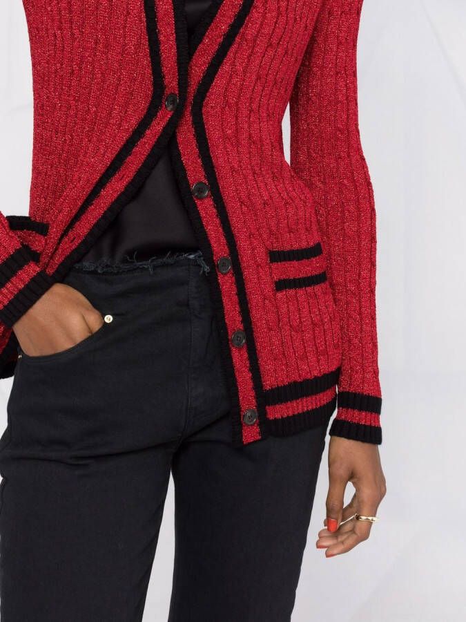 Saint Laurent Kabelgebreid vest Rood