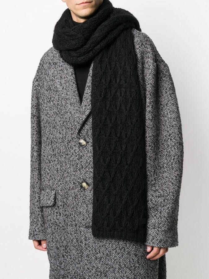 Saint Laurent Kabelgebreide sjaal Zwart