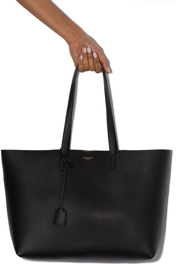 Saint Laurent large black leather shopper tote bag Zwart