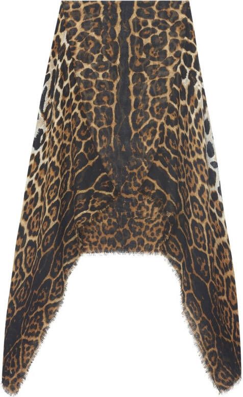 Saint Laurent Sjaal met luipaardprint Beige