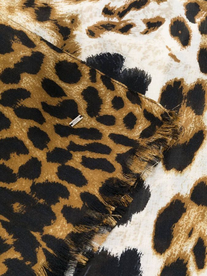 Saint Laurent Leopard sjaal Zwart