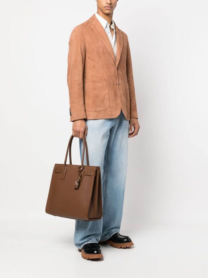 Saint Laurent Leren shopper Bruin