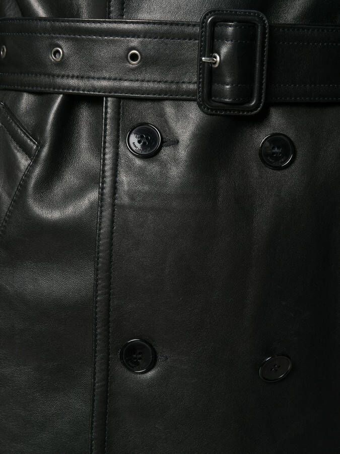 Saint Laurent Leren trenchcoat Zwart