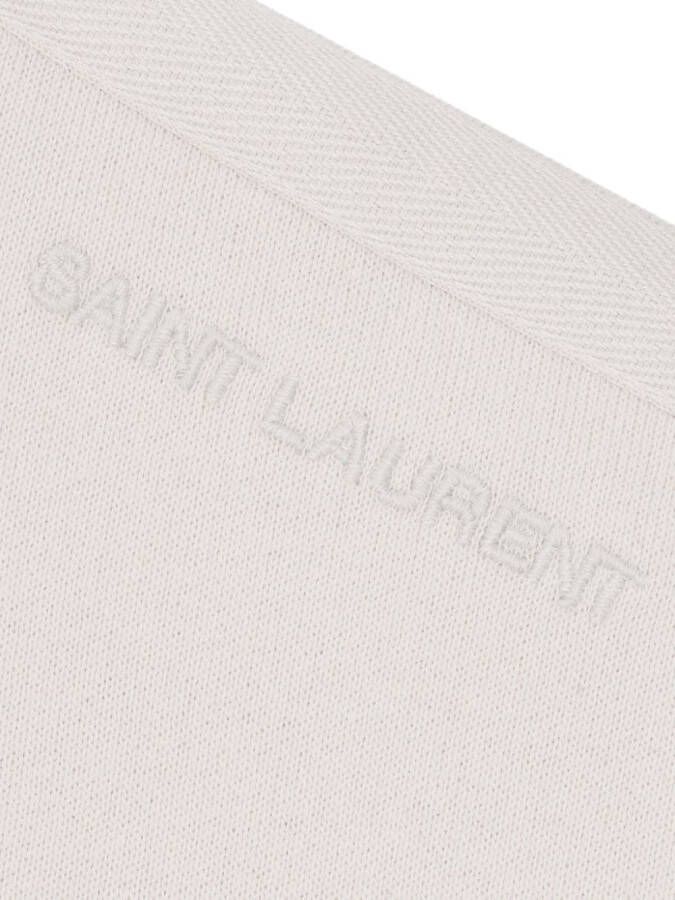 Saint Laurent Trui met geborduurd logo Beige