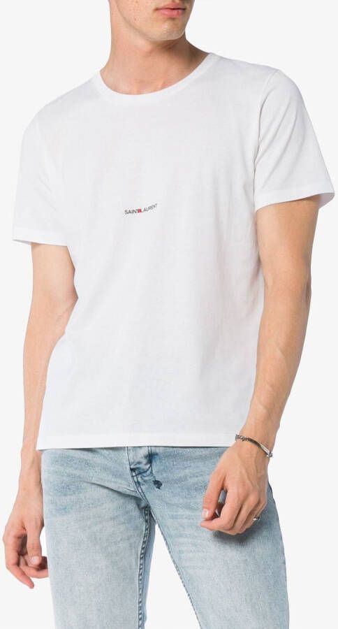Saint Laurent T-shirt met logoprint Wit