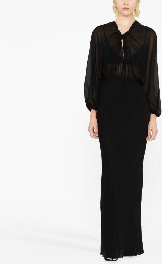 Saint Laurent Maxi-jurk met doorzichtig vlak Zwart