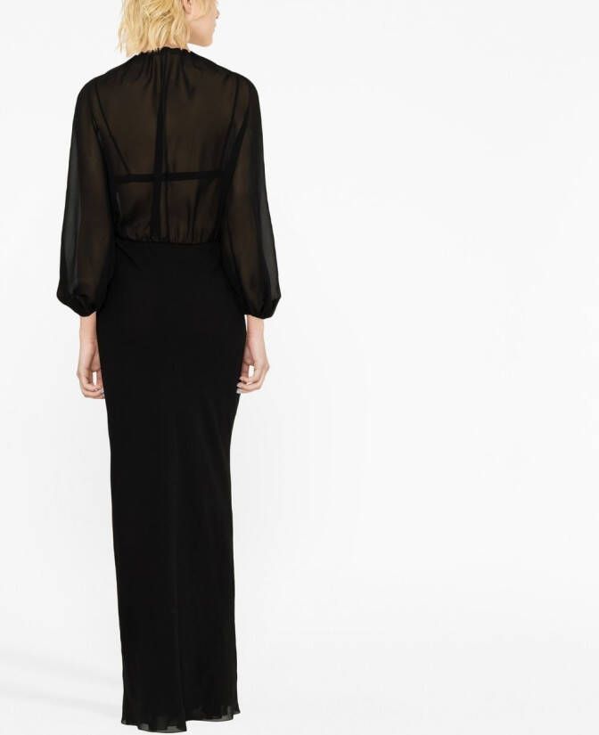 Saint Laurent Maxi-jurk met doorzichtig vlak Zwart