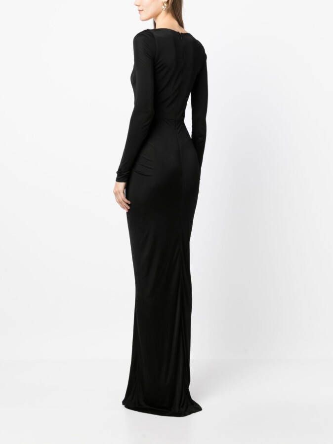 Saint Laurent Maxi-jurk met lange mouwen Zwart